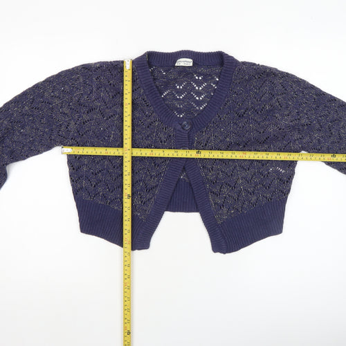Atmosphere Women's Blue Open-Knit V-Neck Cardigan Size 16-18