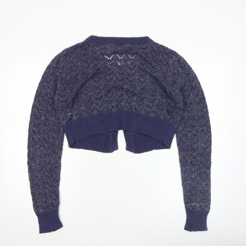 Atmosphere Women's Blue Open-Knit V-Neck Cardigan Size 16-18