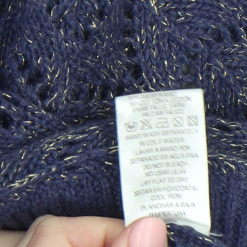 Atmosphere Women's Blue Open-Knit V-Neck Cardigan Size 16-18