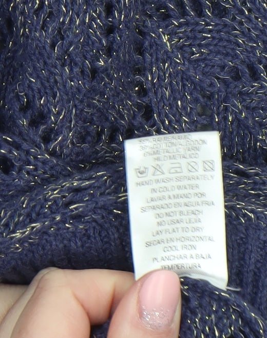 Atmosphere Women's Blue Open-Knit V-Neck Cardigan Size 16-18