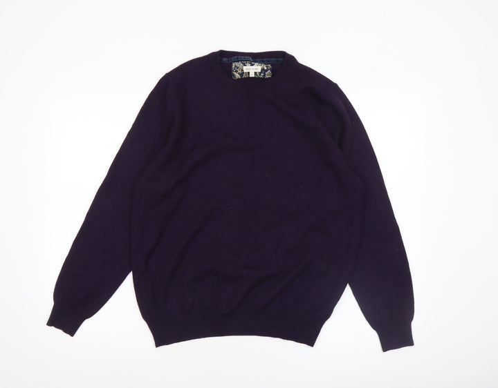 River Island Men's Purple Wool Blend Crew Neck Jumper L