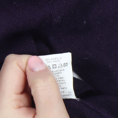 River Island Men's Purple Wool Blend Crew Neck Jumper L