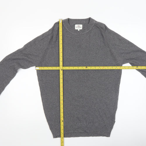 Ben Sherman Men's Grey Cotton Crew Neck Jumper M Waffle Knit