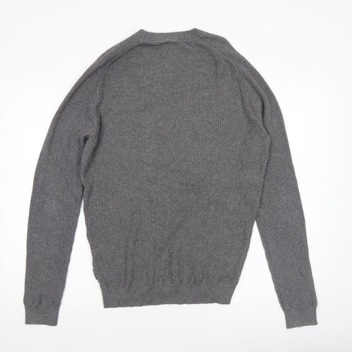 Ben Sherman Men's Grey Cotton Crew Neck Jumper M Waffle Knit