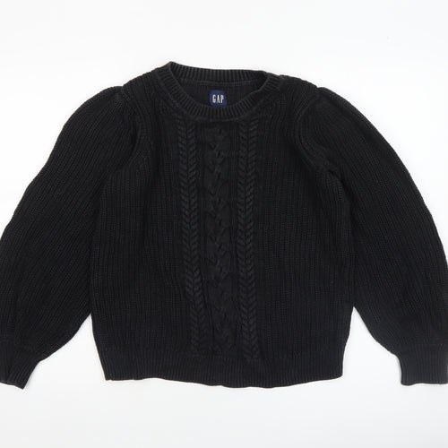 GAP Women's Black Cable-Knit Cotton Crew Neck Jumper Size S