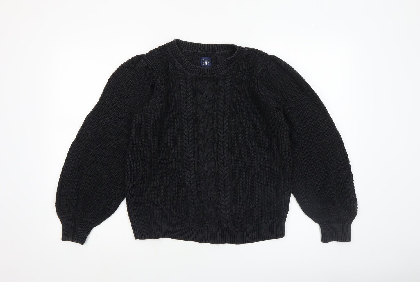 GAP Women's Black Cable-Knit Cotton Crew Neck Jumper Size S