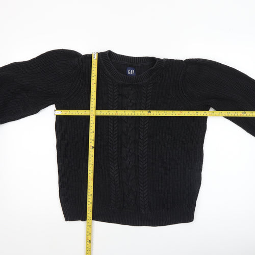GAP Women's Black Cable-Knit Cotton Crew Neck Jumper Size S