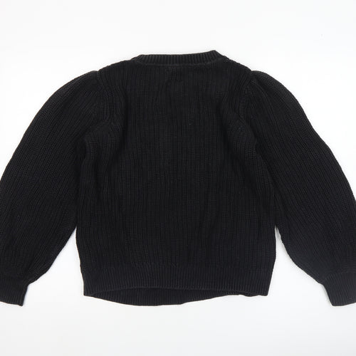 GAP Women's Black Cable-Knit Cotton Crew Neck Jumper Size S