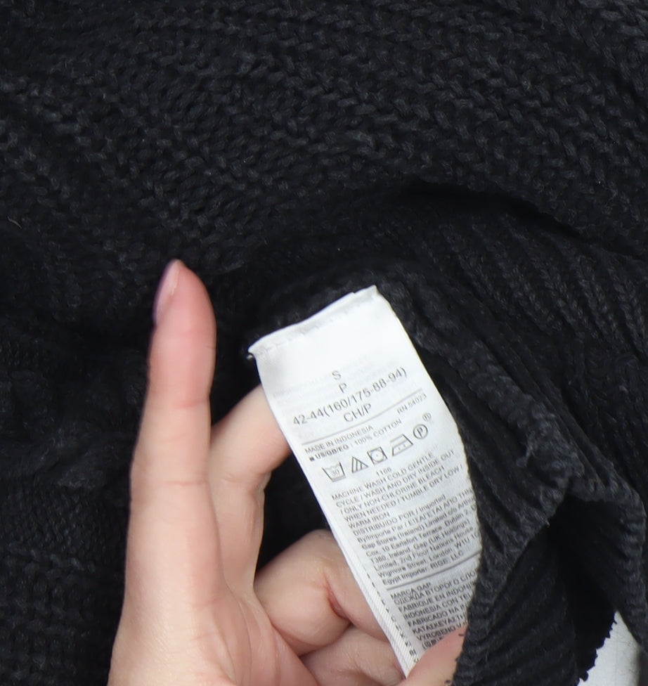 GAP Women's Black Cable-Knit Cotton Crew Neck Jumper Size S