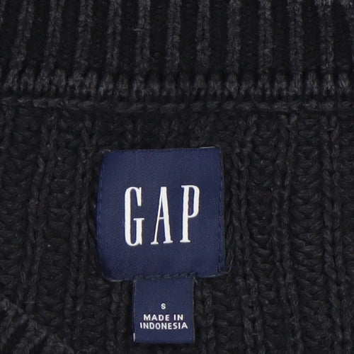 GAP Women's Black Cable-Knit Cotton Crew Neck Jumper Size S