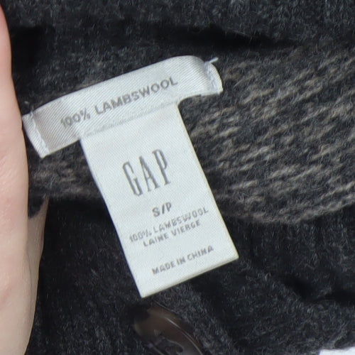 GAP Women's Grey Chunky Lambswool Long Cardigan S High Neck