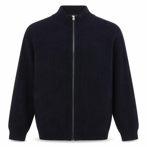 Marks and Spencer Blue Harbour Men's Black Full Zip Cotton Blend Jumper L