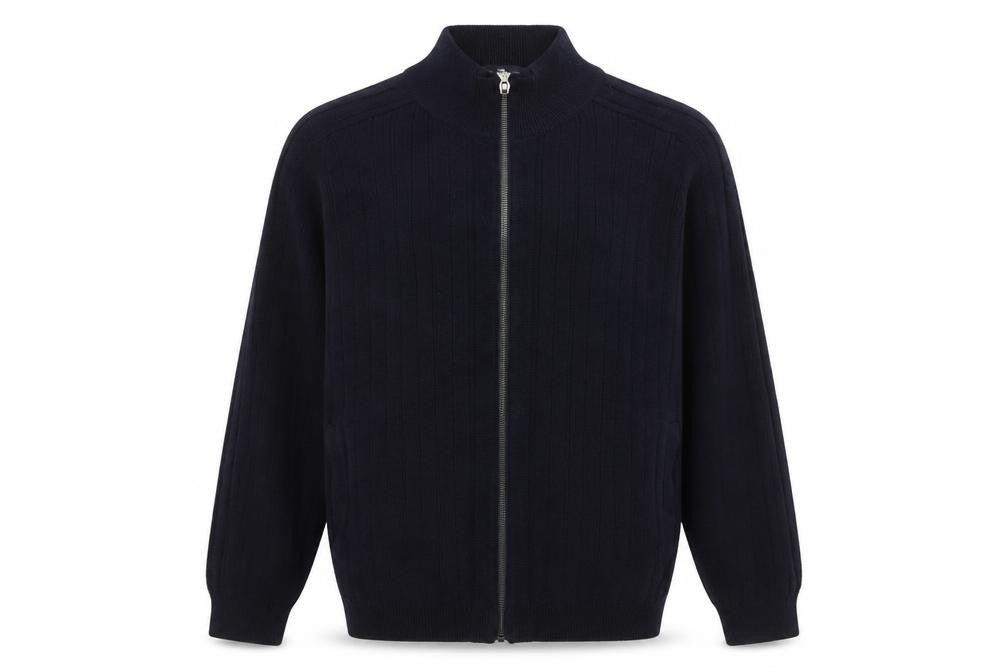 Marks and Spencer Blue Harbour Men's Black Full Zip Cotton Blend Jumper L