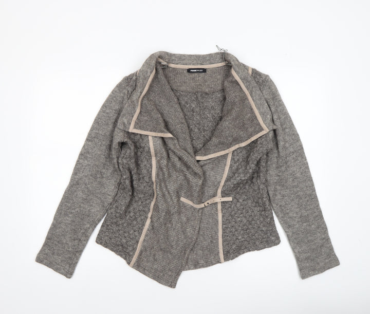 Frank Walder Women’s Grey Mohair Blend Open Cardigan Size 14