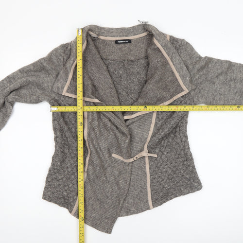 Frank Walder Women’s Grey Mohair Blend Open Cardigan Size 14