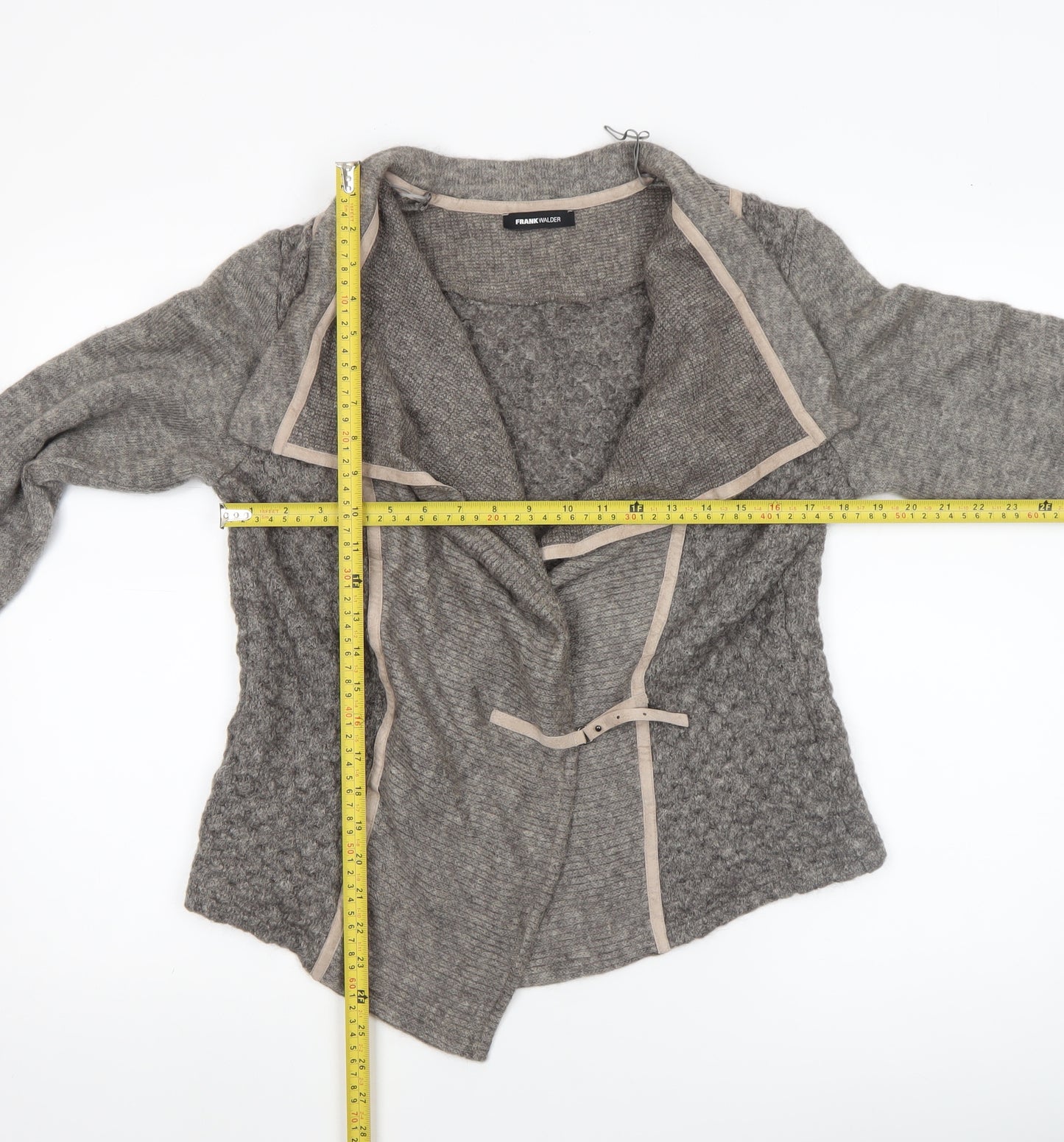 Frank Walder Women’s Grey Mohair Blend Open Cardigan Size 14