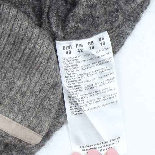 Frank Walder Women’s Grey Mohair Blend Open Cardigan Size 14