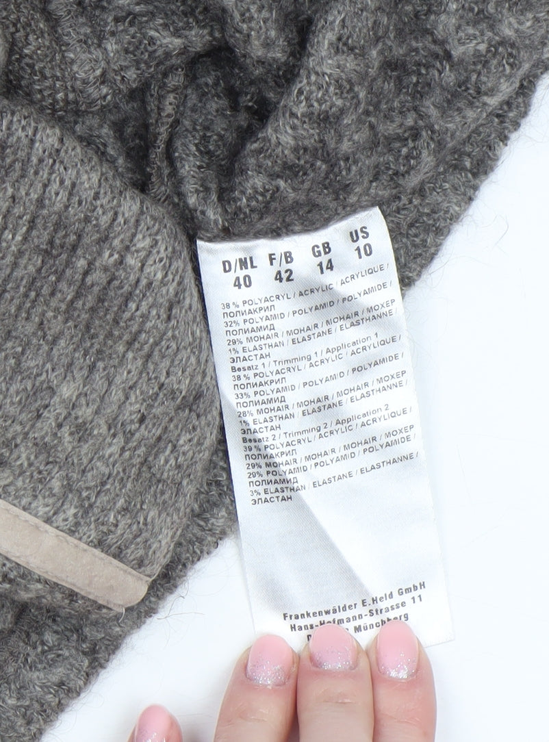 Frank Walder Women’s Grey Mohair Blend Open Cardigan Size 14