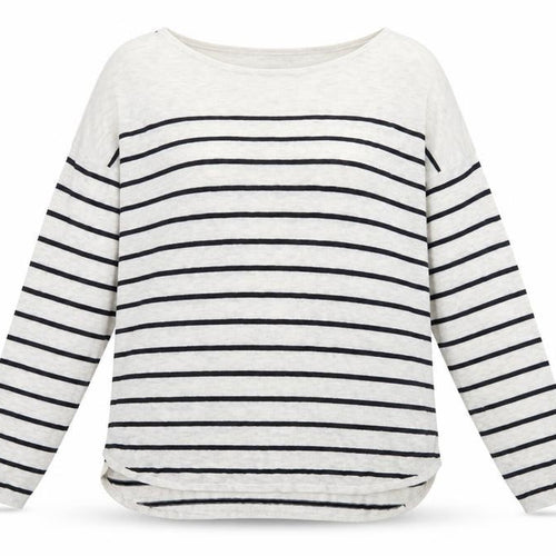H&M Women’s White Striped Boat Neck Long Sleeve Pullover Jumper Size 12
