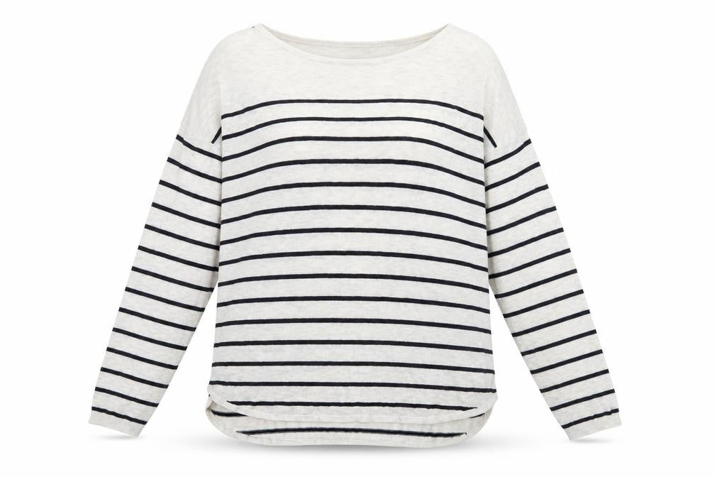 H&M Women’s White Striped Boat Neck Long Sleeve Pullover Jumper Size 12