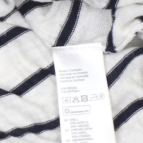 H&M Women’s White Striped Boat Neck Long Sleeve Pullover Jumper Size 12