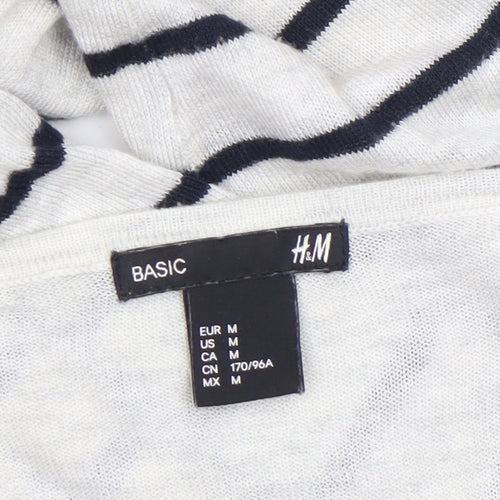 H&M Women’s White Striped Boat Neck Long Sleeve Pullover Jumper Size 12