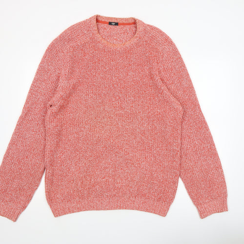 Cotton Traders Men's Orange Crew Neck Chunky Knit Jumper Size L