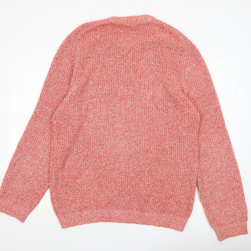 Cotton Traders Men's Orange Crew Neck Chunky Knit Jumper Size L