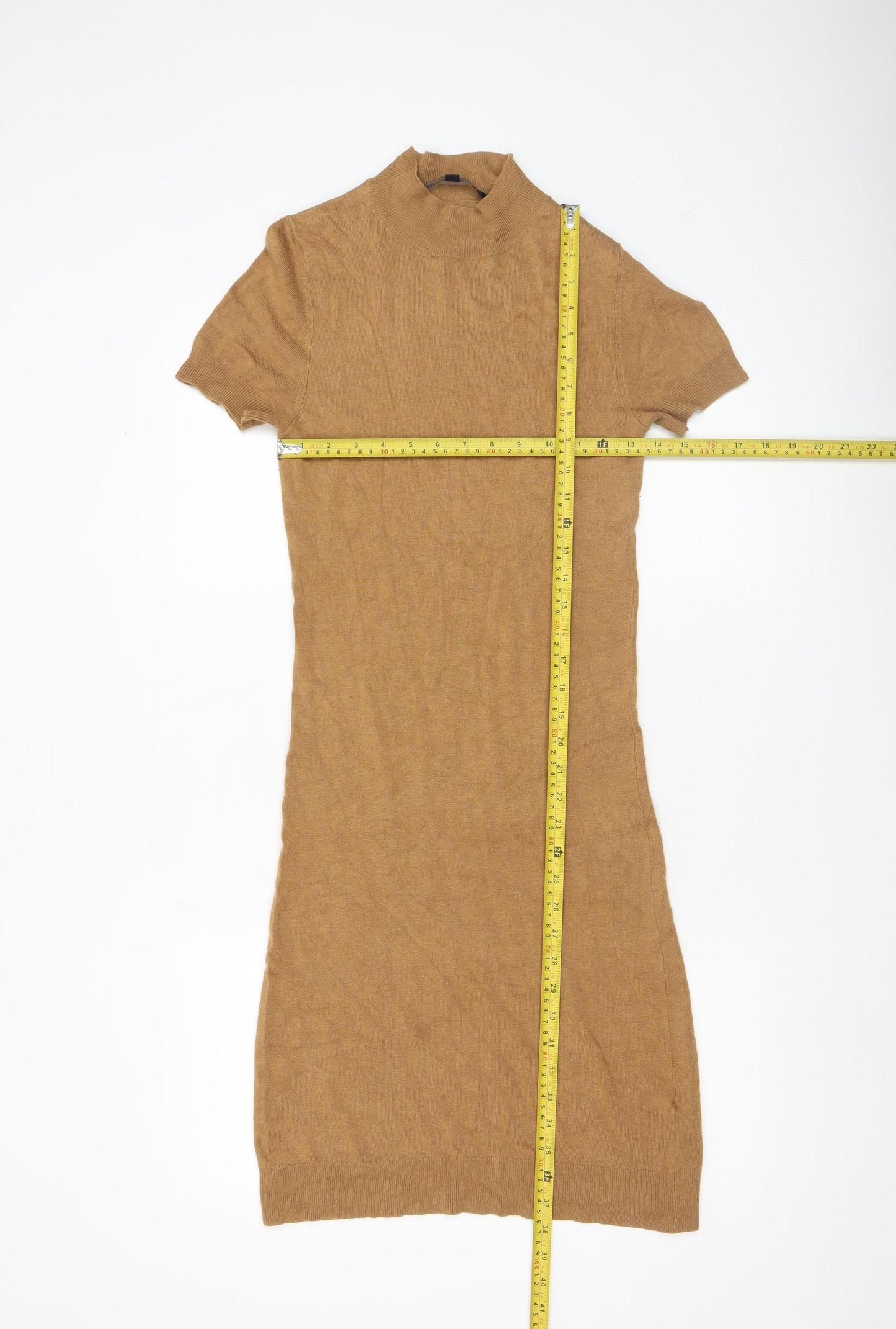 French Connection Women’s Brown Knit Bodycon High Neck Dress Size 8