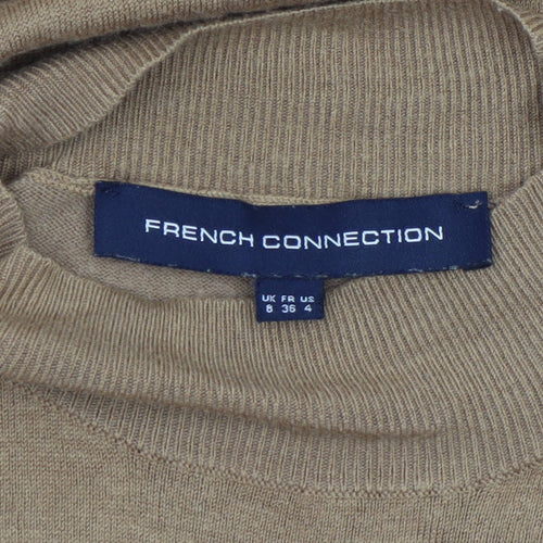 French Connection Women’s Brown Knit Bodycon High Neck Dress Size 8