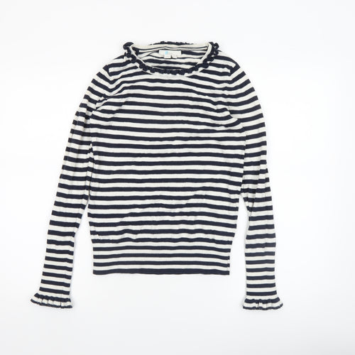 Boden Women Blue Striped Wool Cotton Crew Neck Jumper UK 8