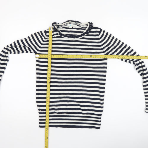 Boden Women Blue Striped Wool Cotton Crew Neck Jumper UK 8