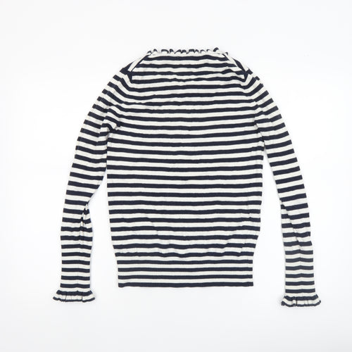 Boden Women Blue Striped Wool Cotton Crew Neck Jumper UK 8