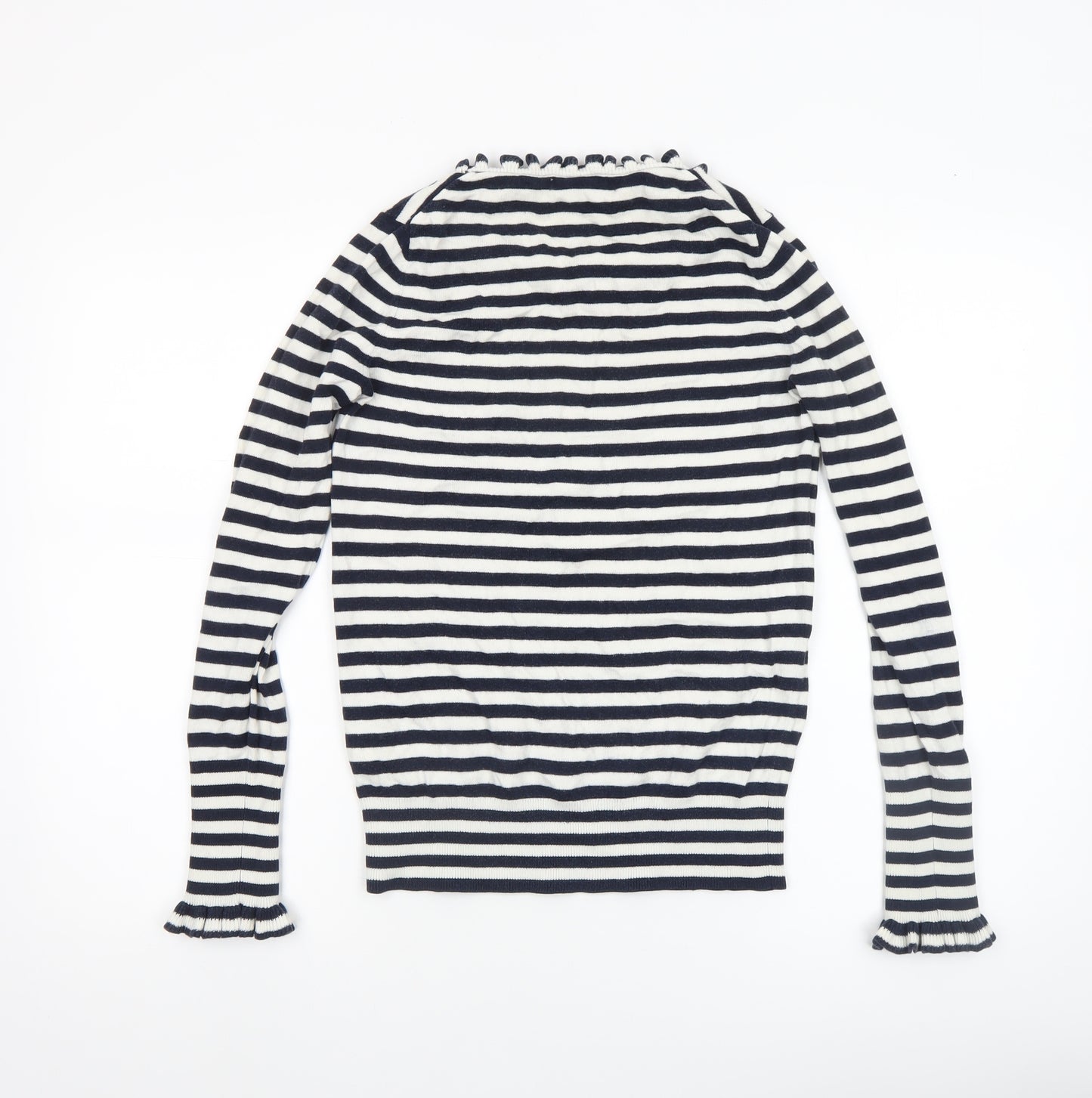 Boden Women Blue Striped Wool Cotton Crew Neck Jumper UK 8