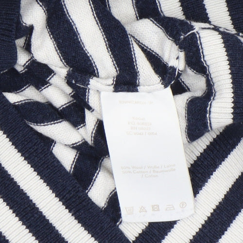 Boden Women Blue Striped Wool Cotton Crew Neck Jumper UK 8
