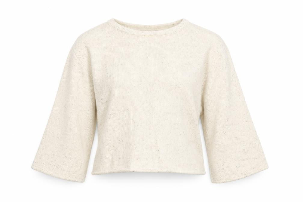 Front view of Zara Women’s Ivory Glitter Knit Long Sleeve jumper, size UK 8