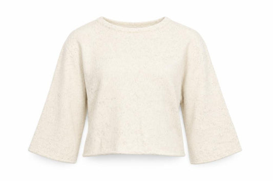 Front view of Zara Women’s Ivory Glitter Knit Long Sleeve jumper, size UK 8