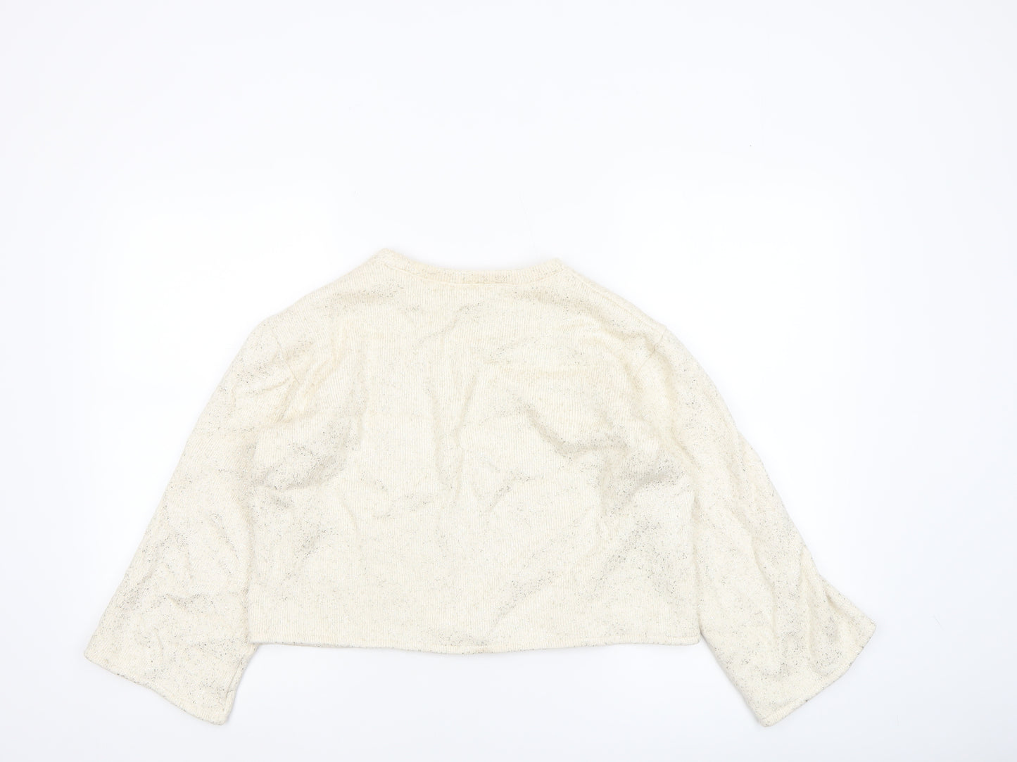 ZARA Women’s Ivory Glitter Knit Long Sleeve Pullover Jumper Size 8