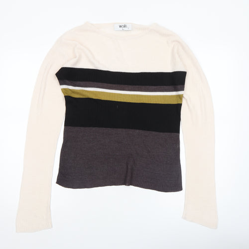 Wallis Women’s Multicoloured Striped Crew Neck Knit Jumper L