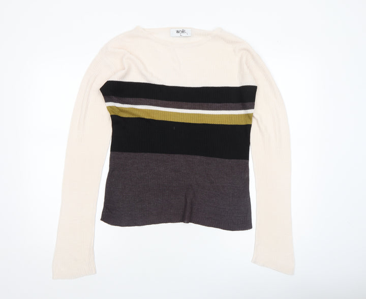 Wallis Women’s Multicoloured Striped Crew Neck Knit Jumper L