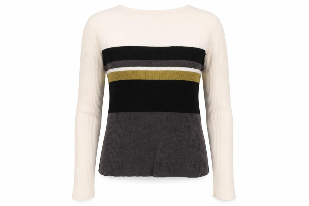 Front view of Wallis Women’s Multicoloured Striped Crew Neck Knit Jumper L