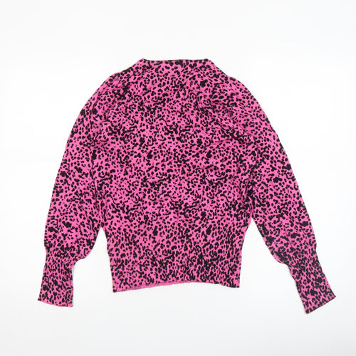 Marks and Spencer Women’s Pink Animal Print Crew Neck Jumper Size S