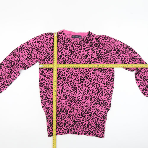 Marks and Spencer Women’s Pink Animal Print Crew Neck Jumper Size S