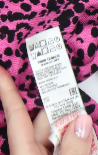 Marks and Spencer Women’s Pink Animal Print Crew Neck Jumper Size S
