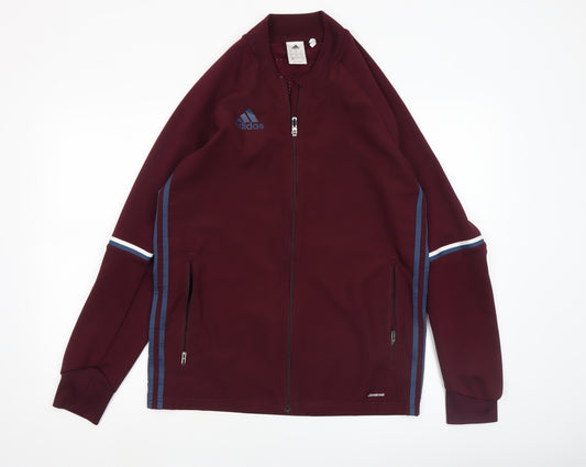 Adidas Men's Red Medium Track Jacket Full Zip Activewear