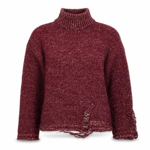 Urban Outfitters Women's Red Roll Neck Chunky Knit Jumper Size S
