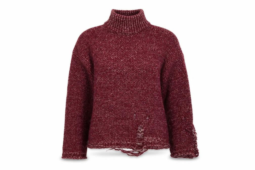 Urban Outfitters Women's Red Roll Neck Chunky Knit Jumper Size S