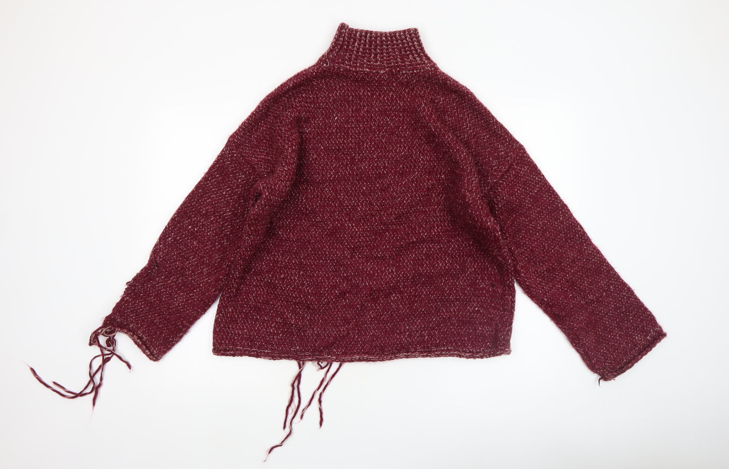 Urban Outfitters Women's Red Roll Neck Chunky Knit Jumper Size S