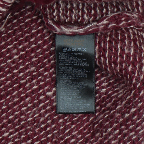 Urban Outfitters Women's Red Roll Neck Chunky Knit Jumper Size S