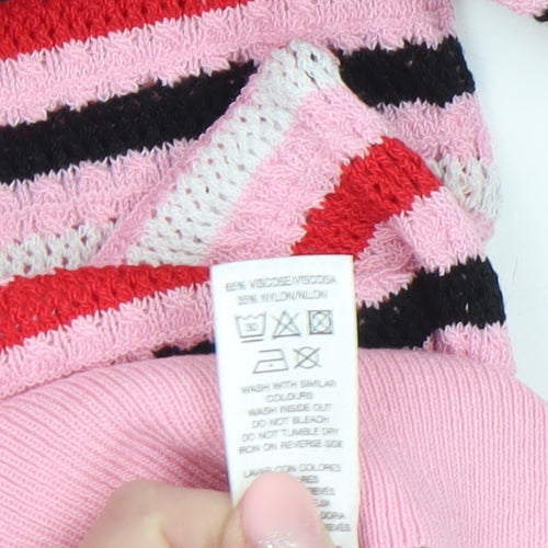 Aviva Women’s Pink Striped Knit Short Sleeve Top Size 12